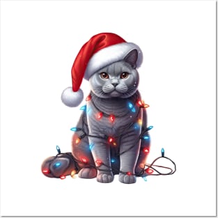 Christmas Chartreux Cat Posters and Art